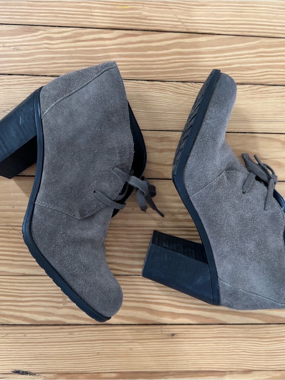 Franco Sarto gray heeled booties with laces